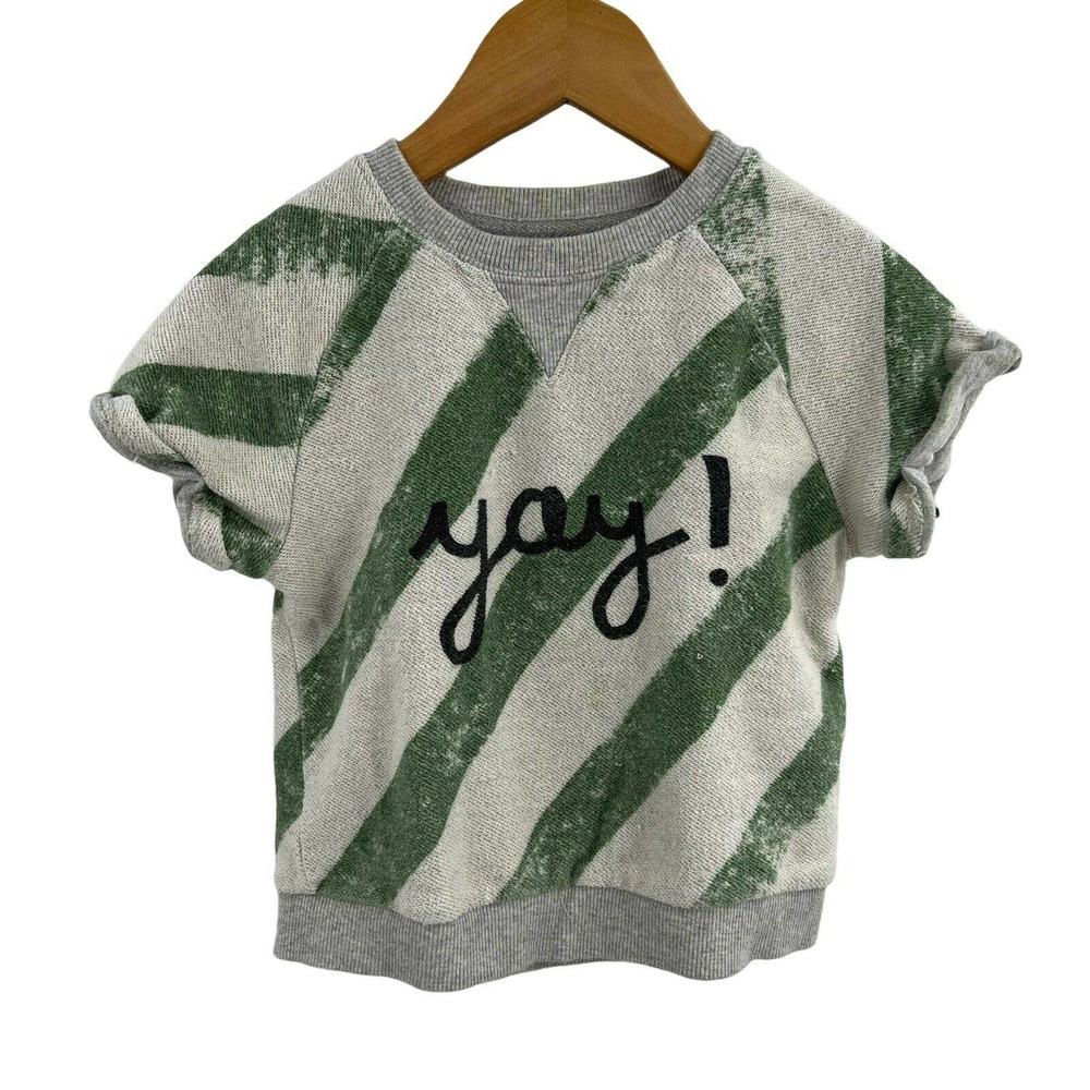Art Class Green Stripe Yay‎ Short Sleeve Sweatshirt 18 Month